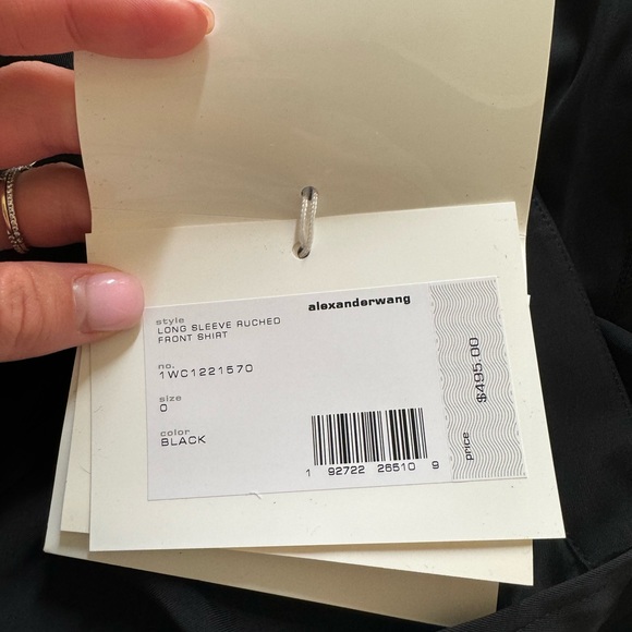 NWT Alexander Wang Ruched Waist Oversize Button-Up Shirt in Black - Picture 8 of 8